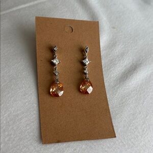 Champagne tear drop CZ earrings